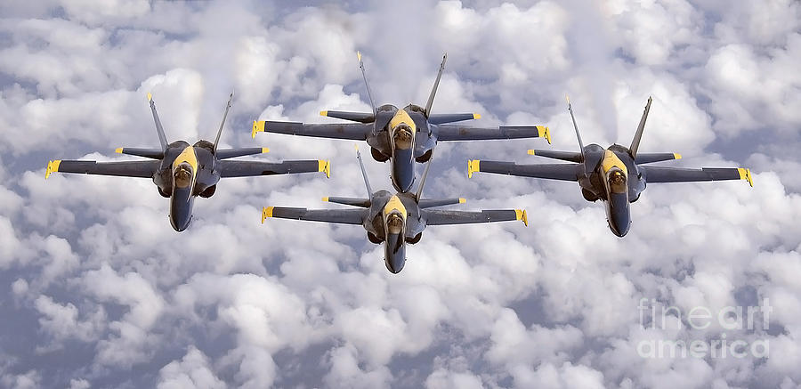 The Blue Angels Fly In Diamond Photograph by Stocktrek Images