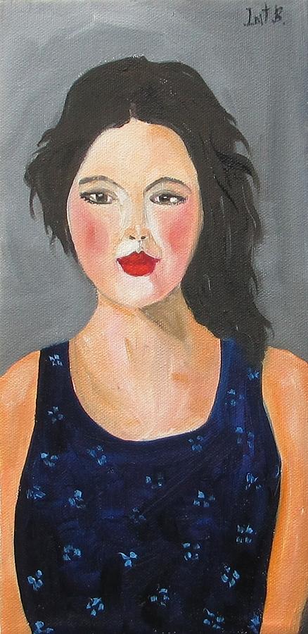 Portrait Painting - The Blue Dress by Irit Bourla