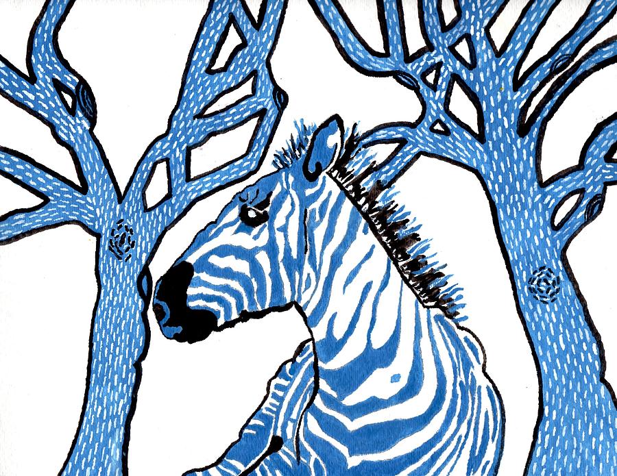 The Blue Zebra Painting by Connie Valasco
