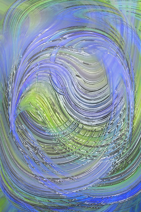 Abstract Digital Art - The Blues with Envey Green by Linda Phelps