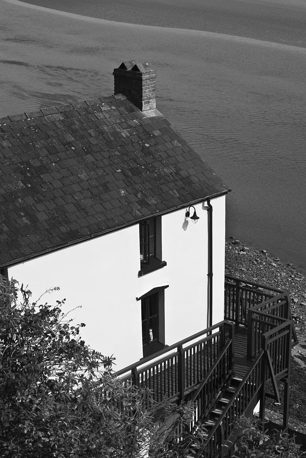 Black And White Photograph - The Boathouse at Laugharne Mono by Steve Purnell