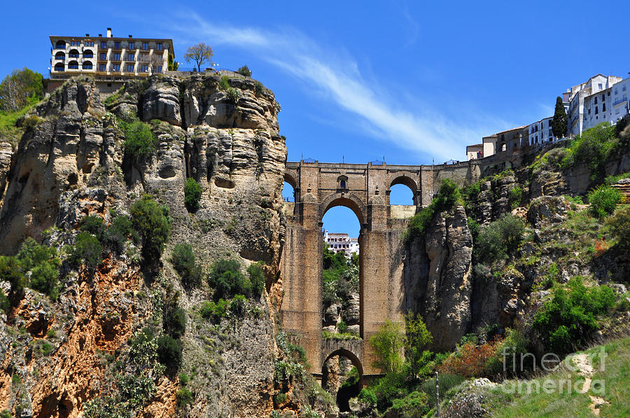 Summer Photograph - The Bridge in Ronda Spain by Mary Machare