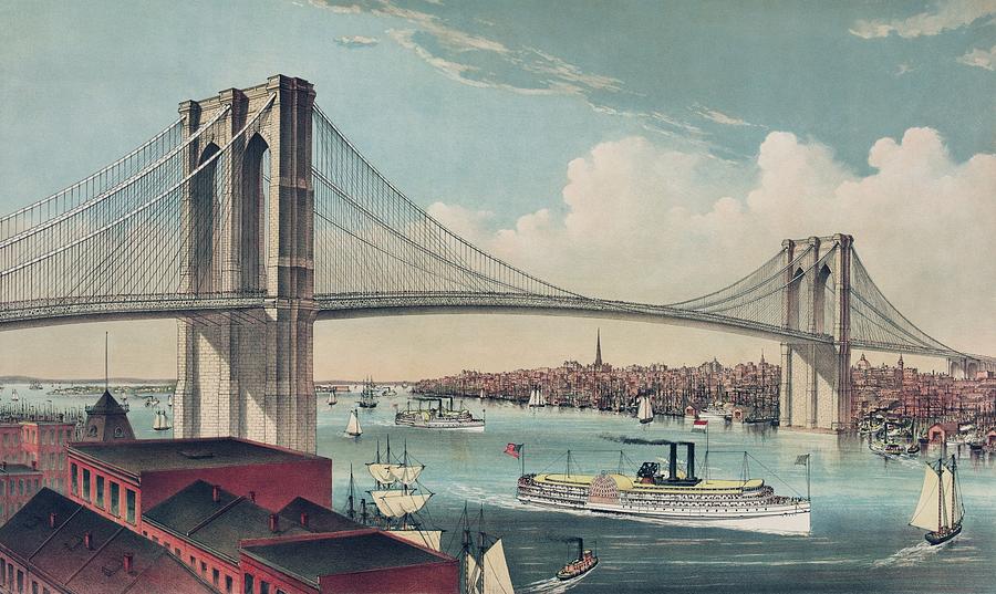 The Brooklyn Bridge With Manhattan Photograph by Everett