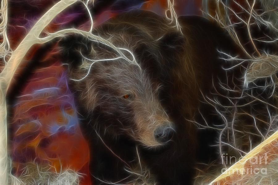 The Brown Bear ..fractalius Mixed Media by Elaine Manley