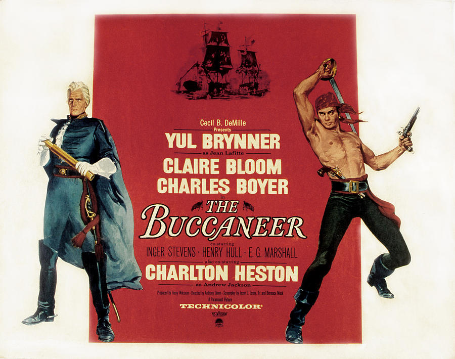 The Buccaneer, Charlton Heston, Yul Photograph by Everett - Fine Art ...