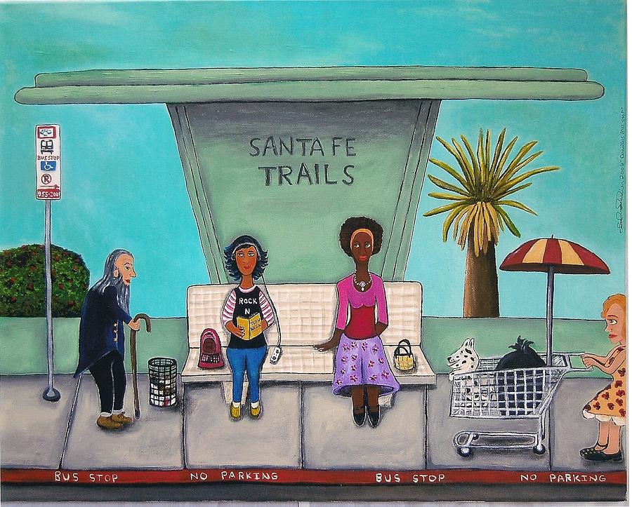 Santa Fe Painting - The Bus Stop by Leah Saulnier The Painting Maniac