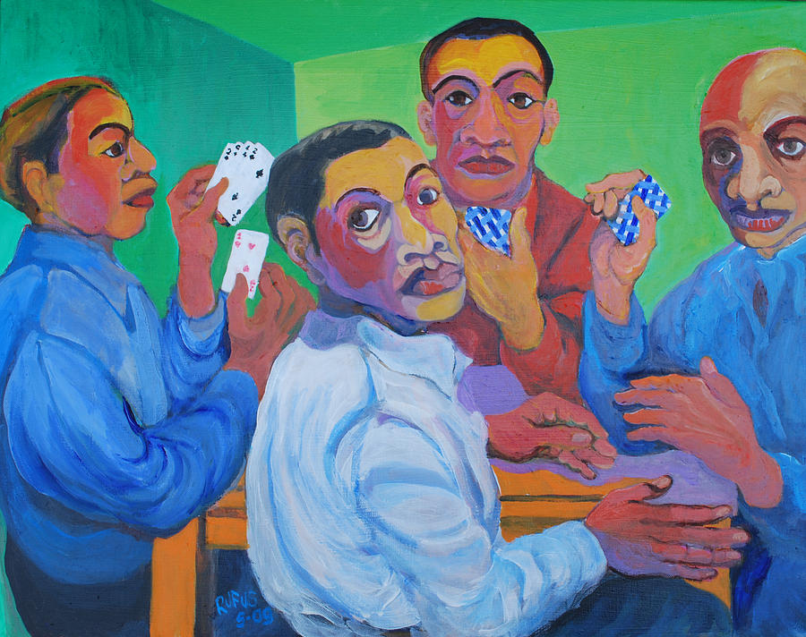 Cards Painting - The Card Players by Rufus Norman Cards Painting - The Card Players by Rufus Norman