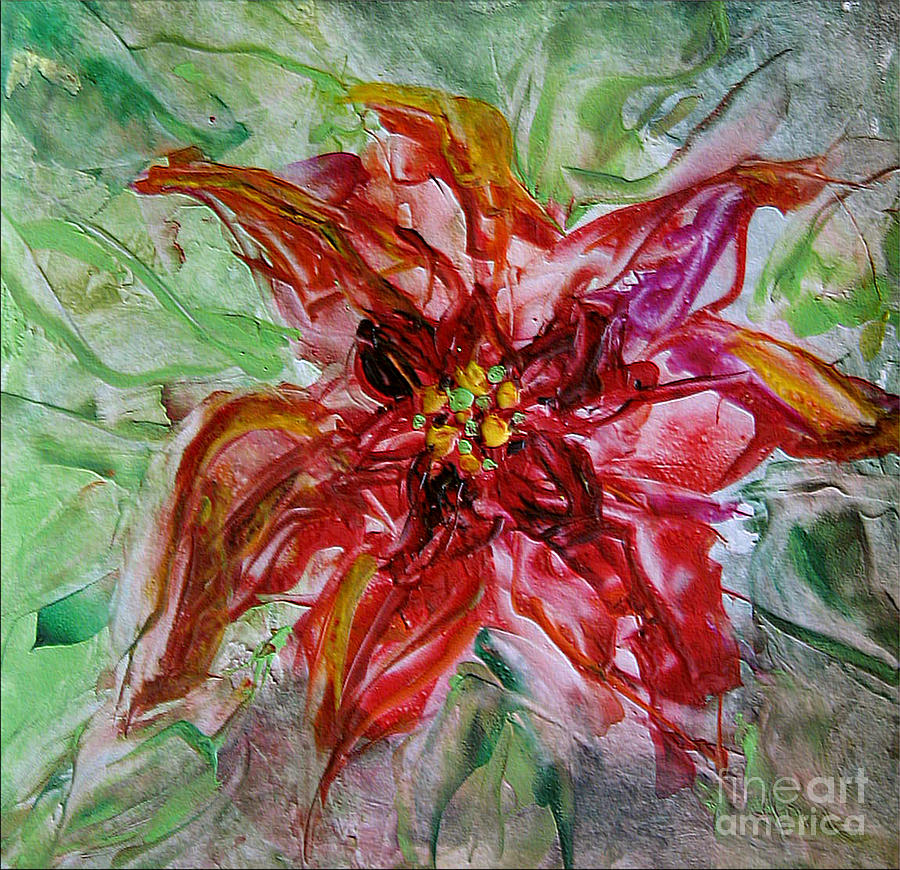 The christmas poinsettia Painting by Dragica  Micki Fortuna