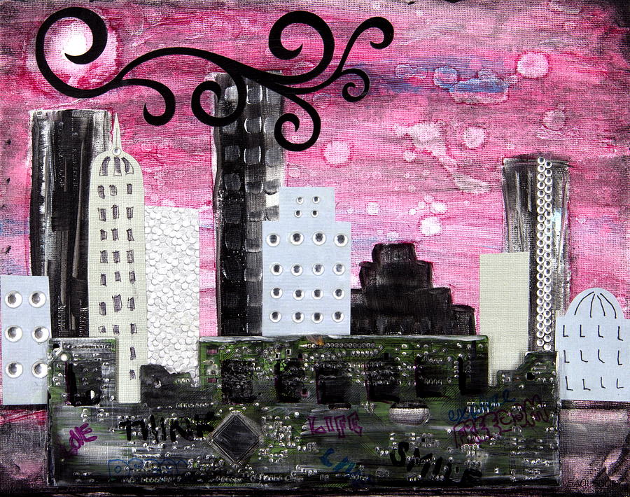 City Mixed Media - The City of Ideas by Heather Saulsbury
