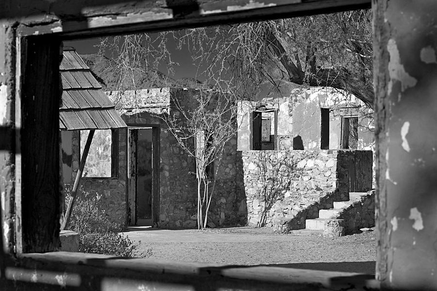 The Courtyard Black And White Photograph by Phyllis Denton