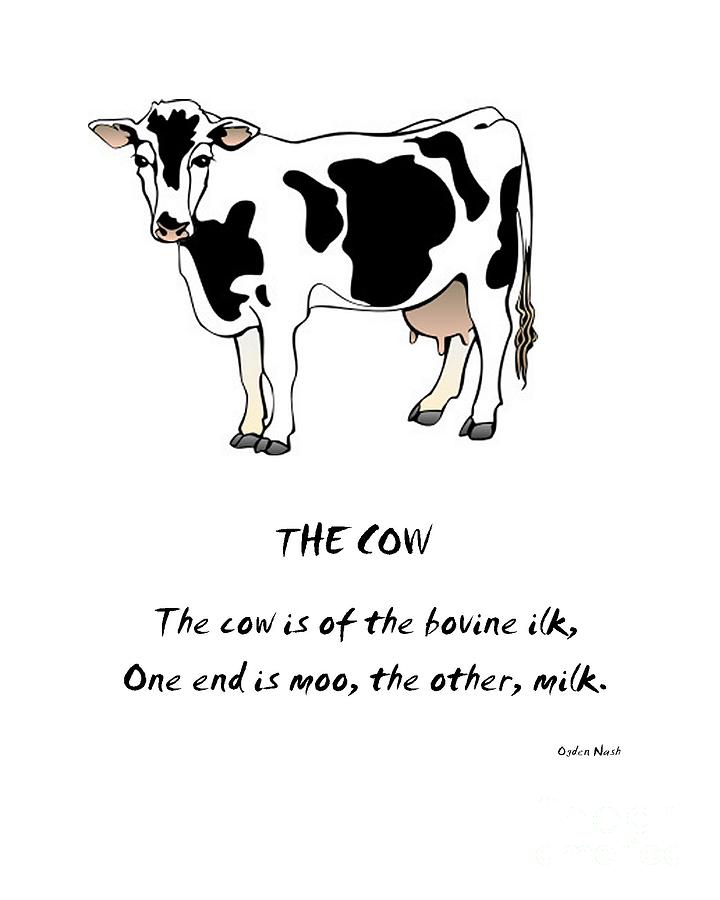 The Cow Limerick Digital Art - The Cow Limerick Fine Art Print