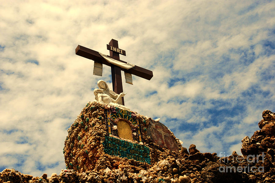 The Cross in The Grotto in Iowa Photograph by Susanne Van Hulst