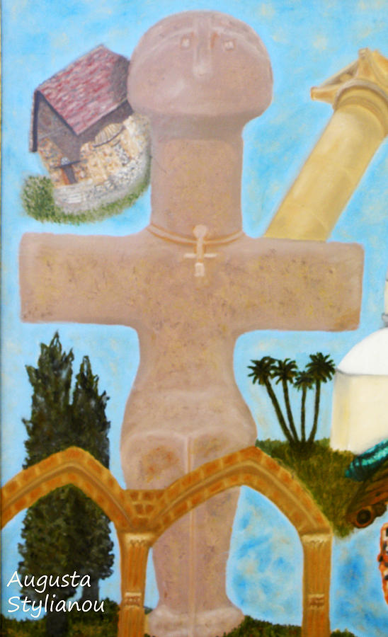 The Cross-like Idol of Pomos Painting by Augusta Stylianou