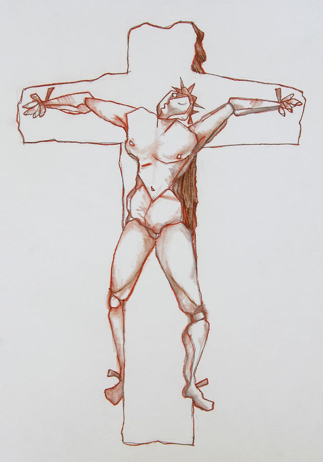 Jesus Christ Drawing - The Curse Exchanged by Ron Cantrell