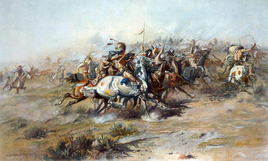 Horse Photograph - The Custer Fight, The Battle by Everett