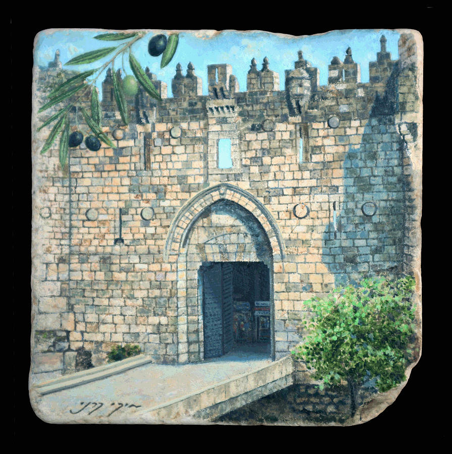 Jerusalem Damascus Gate Painting by Miki Karni