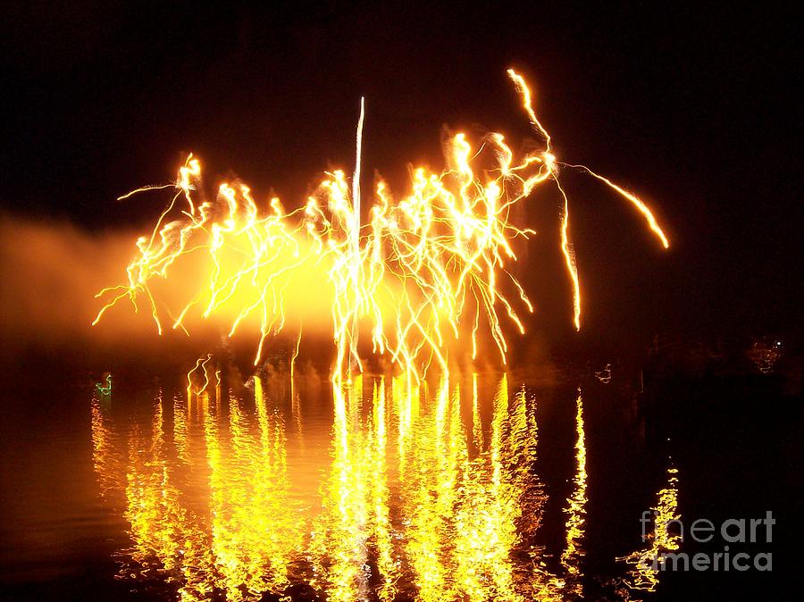 Fireworks Photograph - The Dance of Fire and Water by Sasha Marlay