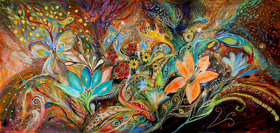 Abstract Painting - The Dance of Lizards by Elena Kotliarker