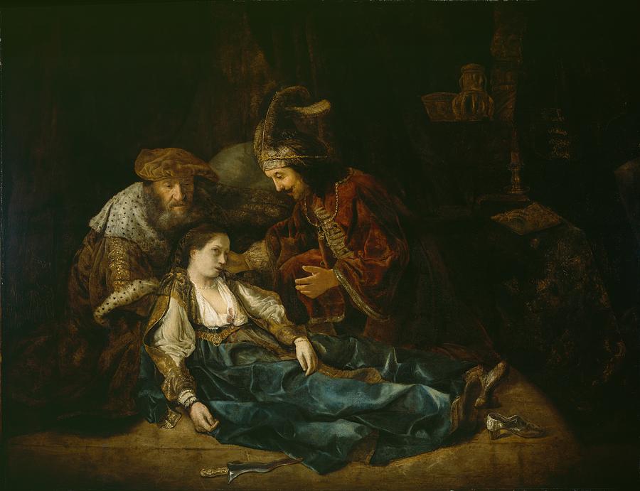 The Death Of Lucretia - Mid 1640s Painting by Harmensz van Rijn Rembrandt