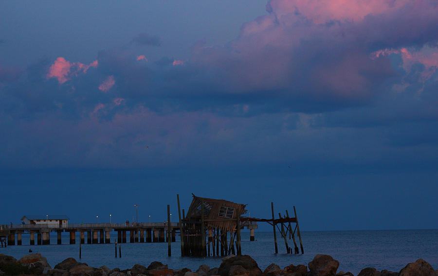 Sunset Photograph - The Dock under the pink sky by Mike Wilber