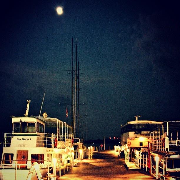 Boat Photograph - The Docks at Night by Krystle Pagkalinawan