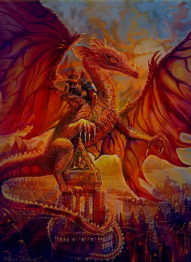Dragon Painting - The Dragon Riders by Steve Roberts