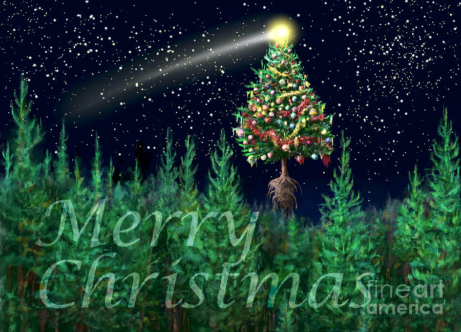 The Egregious Merry Christmas Tree Landscape  Digital Art by Russell Kightley