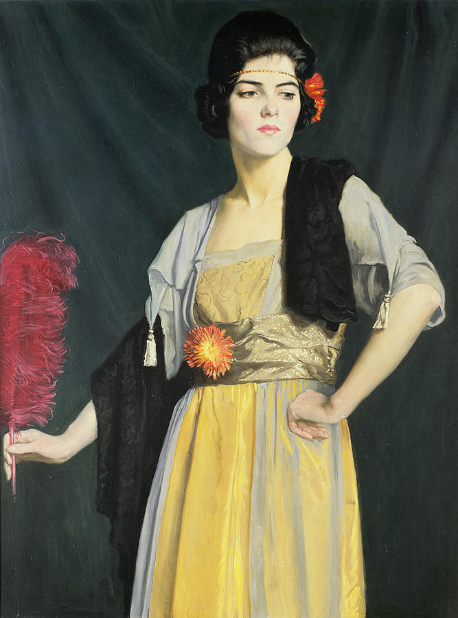 William Strang Painting - The Feather Fan  by William Strang