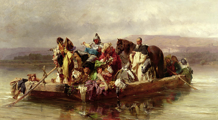 The Painting - The Ferry by Johann Till The Painting - The Ferry by Johann Till