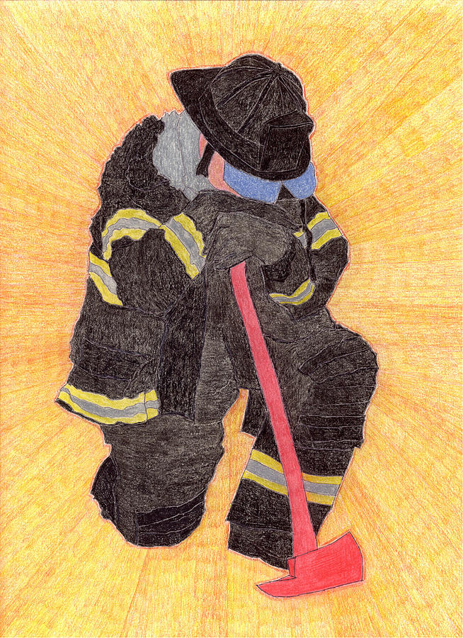 The Fireman Drawing by Eric Forster