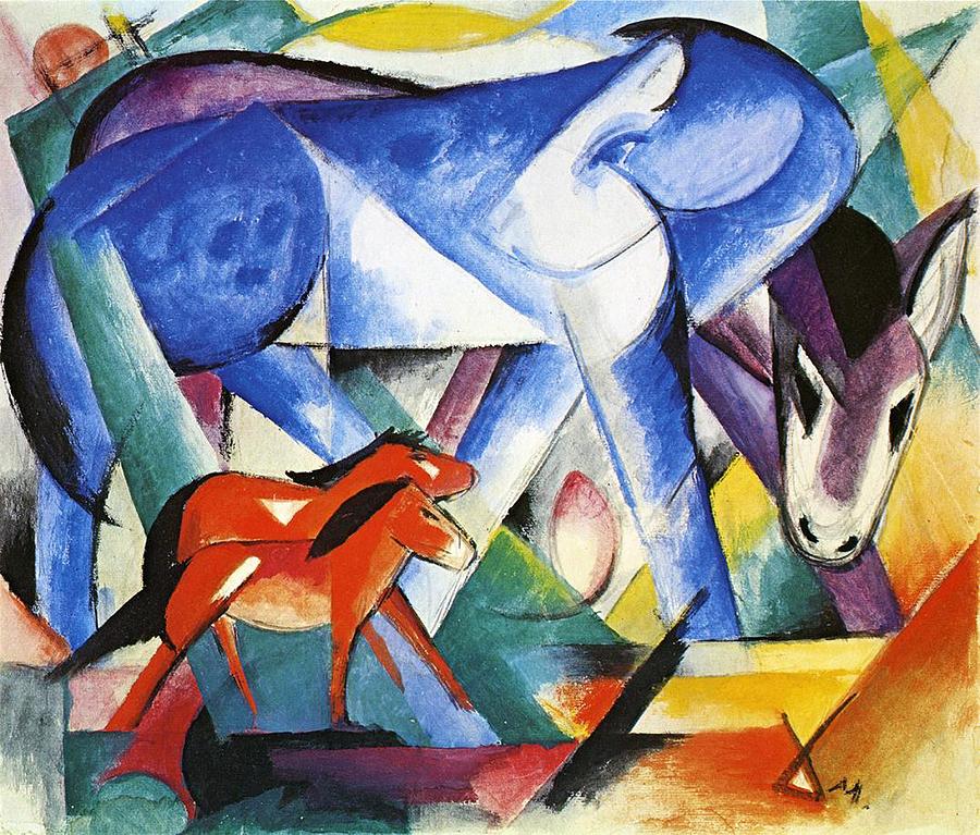 Franz Marc Painting - The First Animals by Franz Marc