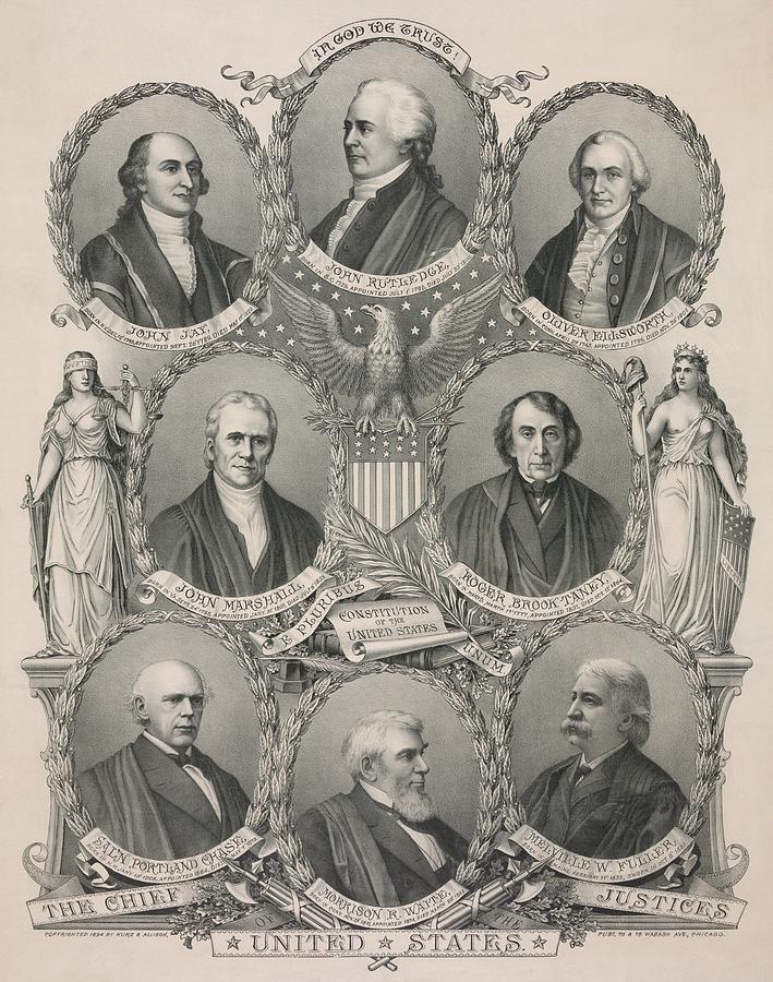 Portrait Photograph - The First Eight Chief Justices by Everett
