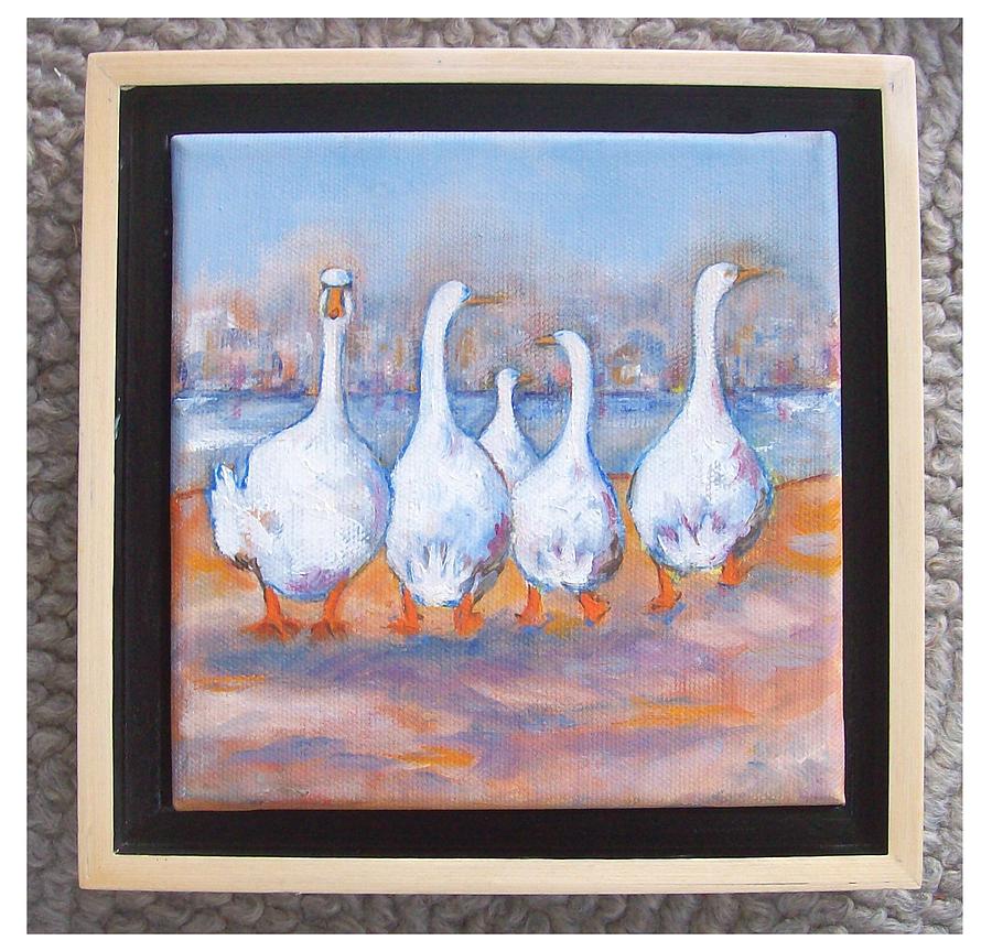 Geese Painting - The Five Outsiders by Sue Prideaux