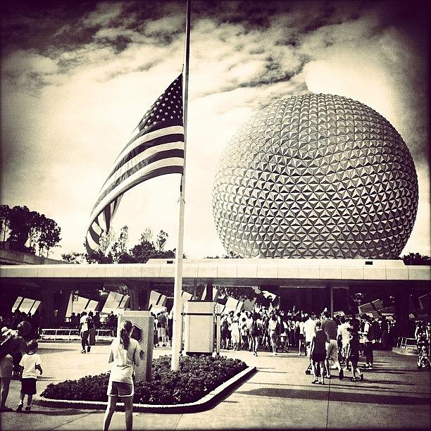 Flag Photograph - The Flag At Epcot Was At Half Mass by Jeff Graham