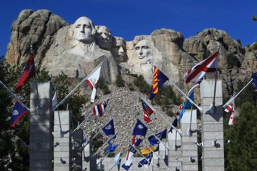 The Flags Of Mount Rushmore Photograph by Paul Svensen