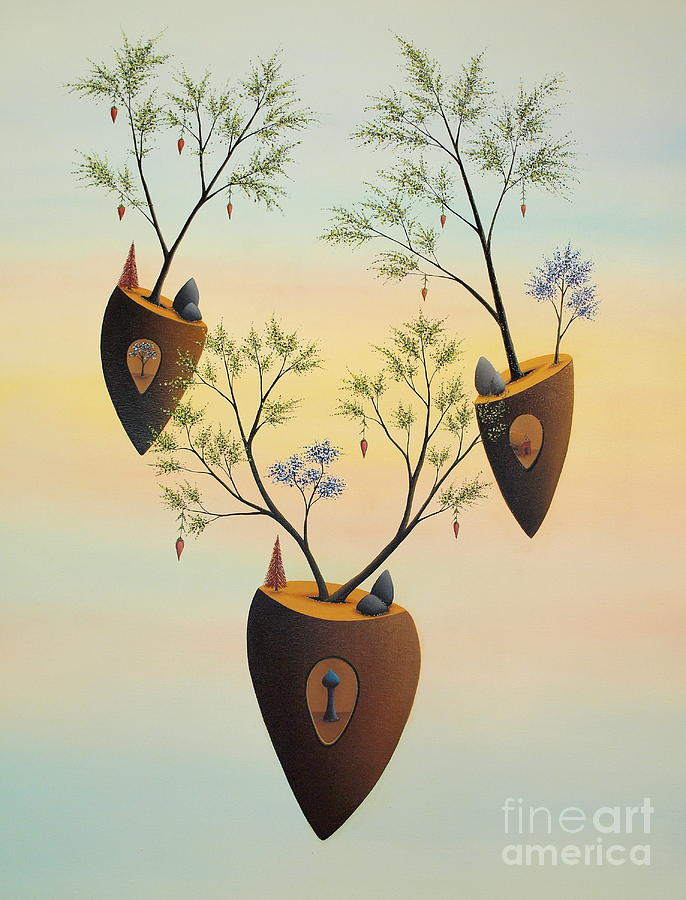 Tree Painting - The flight of the three creators by Thomas Maes