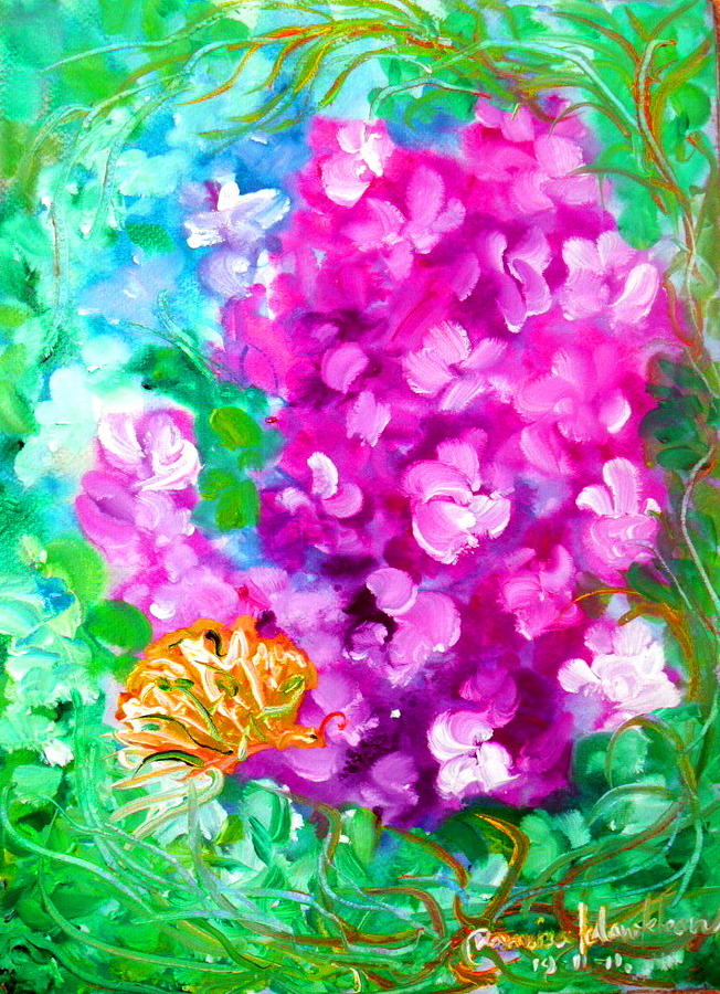 The flowers growing beside my house Painting by Wanvisa Klawklean