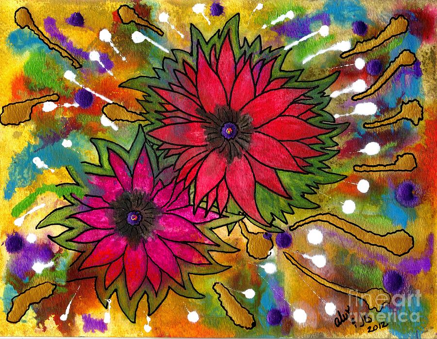 Abstract Painting - The Flowers in My Sons Garden by Angela L Walker