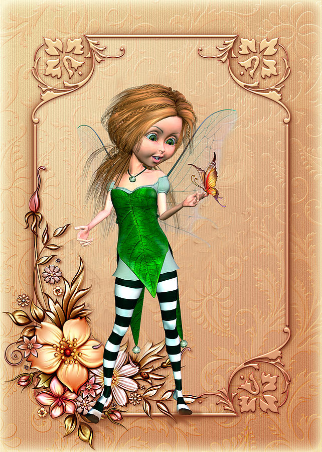 The forest fairy and a butterfly Digital Art by John Junek