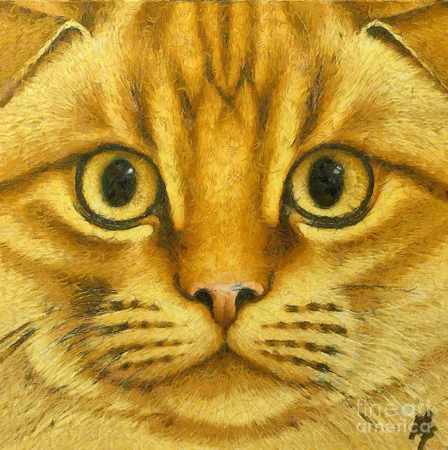 The French orange cat Painting by Dragica  Micki Fortuna
