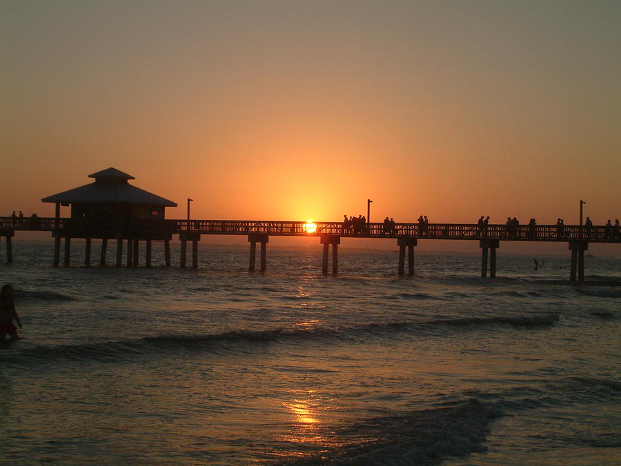 The Ft Myers Beach Boardwalk At Sunset by Douglas Kielmeyer