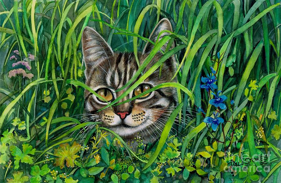 Cat Painting - The fugitive by Val Stokes