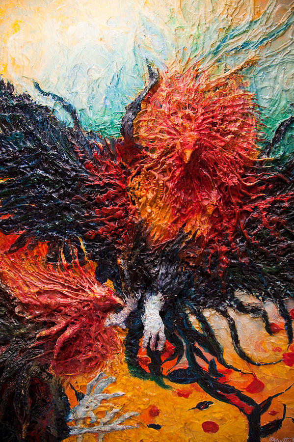 Rooster Mixed Media - The Game by Yvette Co