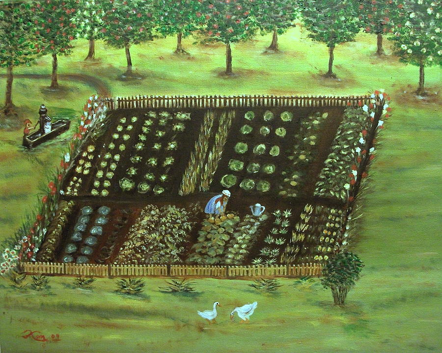 Landscape Painting - The Garden by Kenneth LePoidevin Landscape Painting - The Garden by Kenneth LePoidevin