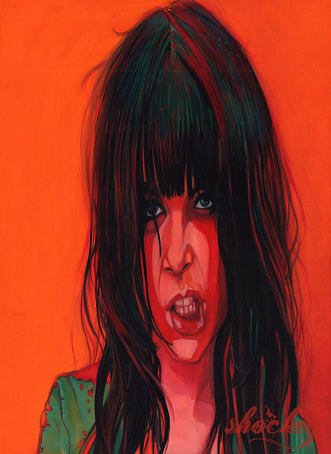 Illustration Painting - The Girl with Sharp Teeth by Derek Shockey.