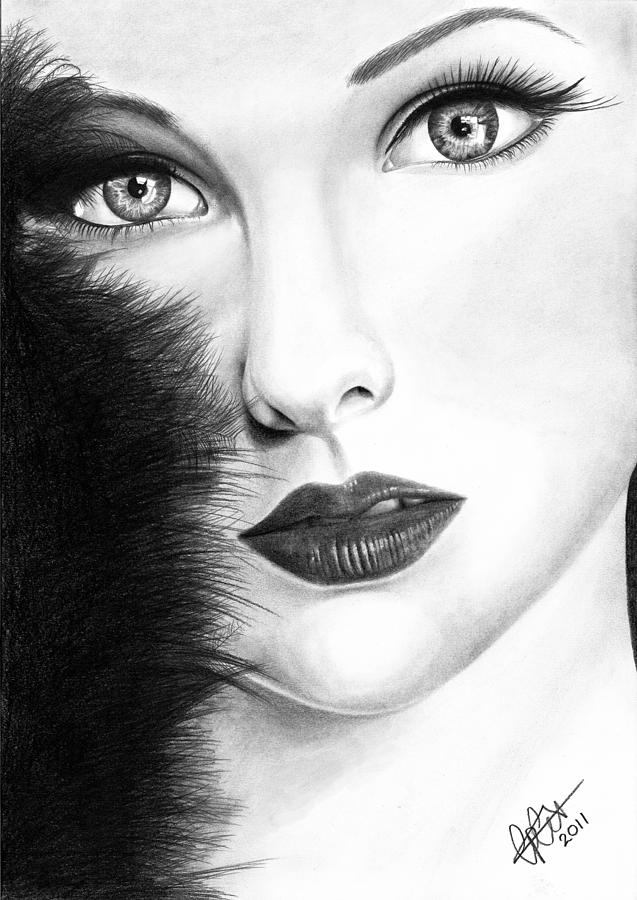 Portrait Drawing - The Girl with stars in her eyes by Chris Cox