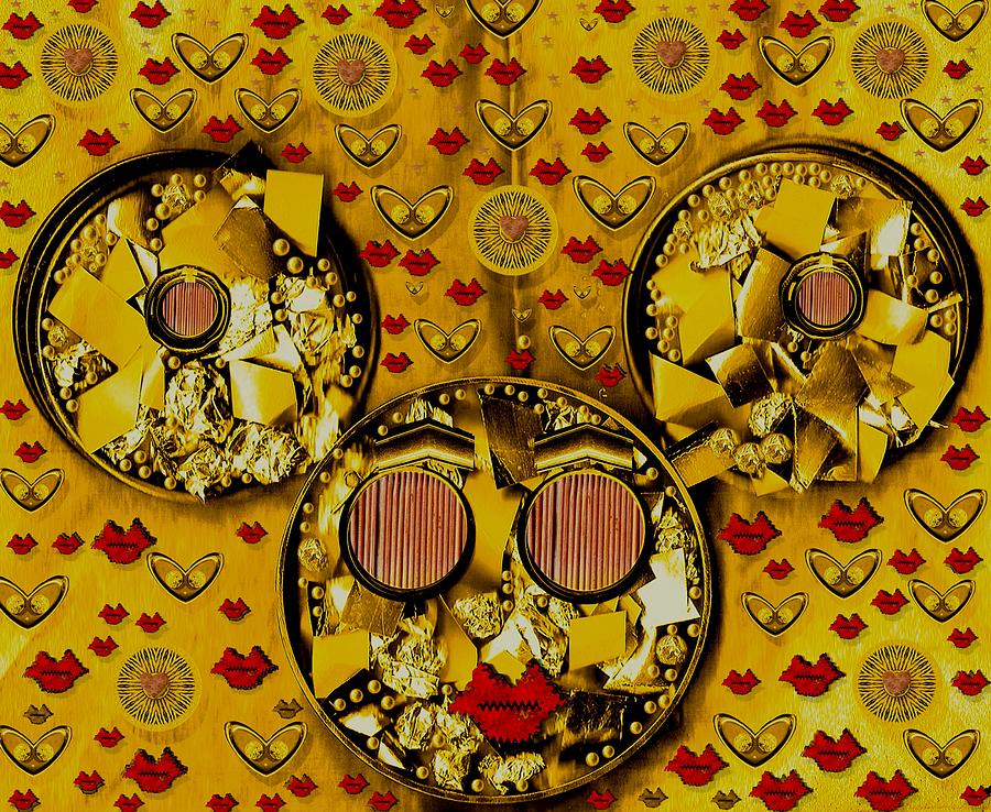 Cookie Mixed Media - The Global Mickey Mouse In Gold Color by Pepita Selles