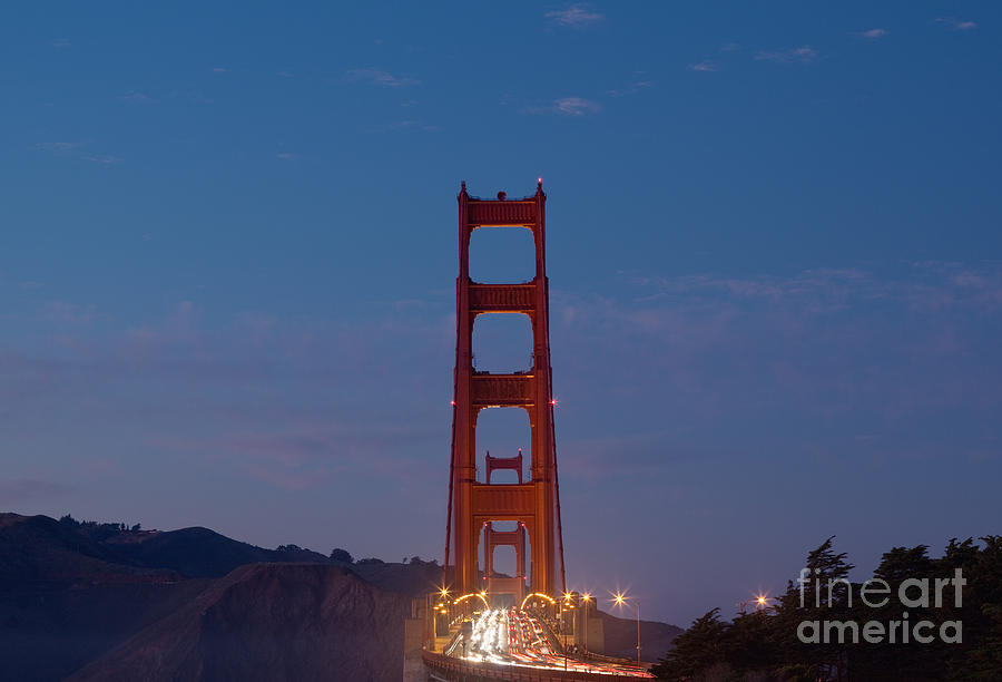 Car Photograph - The Golden Gate at Dusk by Ei Katsumata