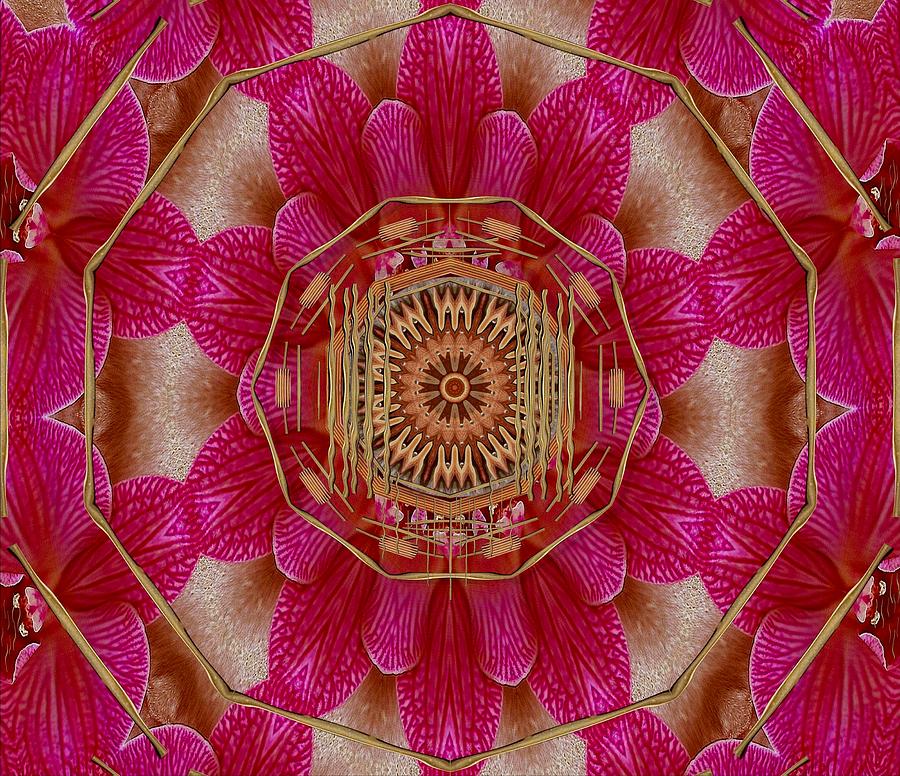Mandala Mixed Media - The Golden Orchid Mandala by Pepita Selles Mandala Mixed Media - The Golden Orchid Mandala by Pepita Selles
