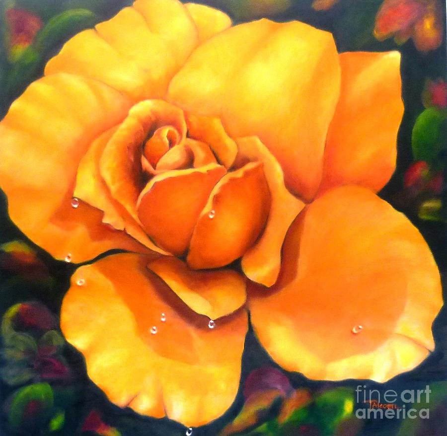 The Golden Rose - original sold Painting by Therese Alcorn
